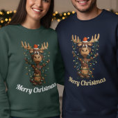 Sweatshirt Holiday Lights Moose