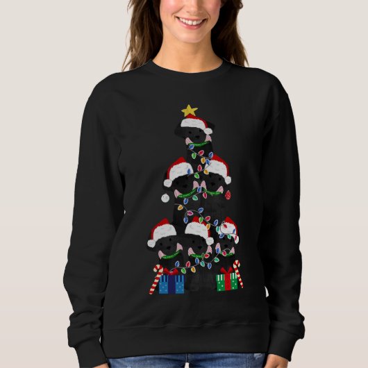 Sweatshirt Holiday Preppy Black Lab Puppy Christmas Tree (Devant)