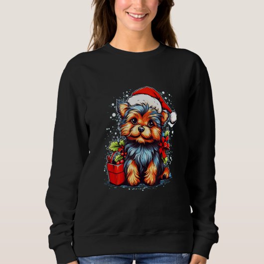 Sweatshirt Holiday Yorkshire Terrier Cute Christmas Dog Desig (Devant)