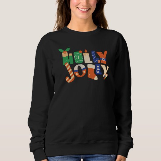 Sweatshirt Holly Jolly Christmas Candy Letters (Devant)