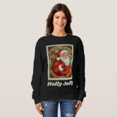 Sweatshirt Holly Jolly Santa Claus Christmas Postage Stamp (Devant entier)