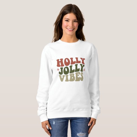 Sweatshirt Holly Jolly Vibes Retro 1960 Noël Cadeau (Devant entier)