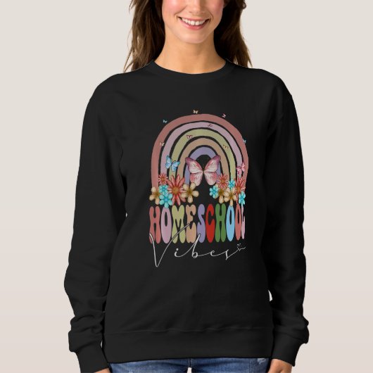 Sweatshirt Homeschool Vibes Back To School Rainbow Groovy Flo (Devant)