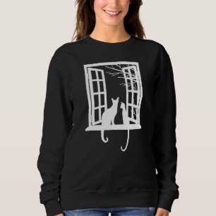 Sweatshirt Homme Et Femme Chats Regardant La Fenêtre Jeter