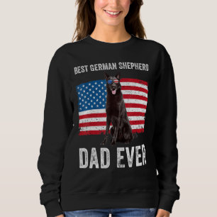 Sweatshirt Homme noir berger allemand père américain Drapeau 