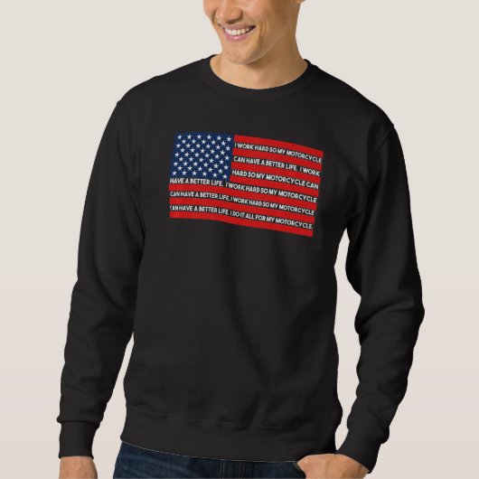 Sweatshirt Hommes American Flag Motorcycle Funny Motorcyclist (Devant)