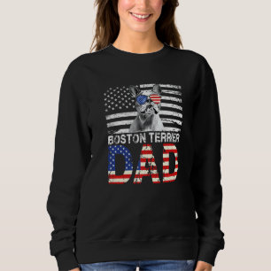 Sweatshirt Hommes Cool Boston Terrier Papa Usa Drapeau Patrio