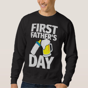 Sweatshirt Hommes heureux première Fête des pères Bière Bébé 