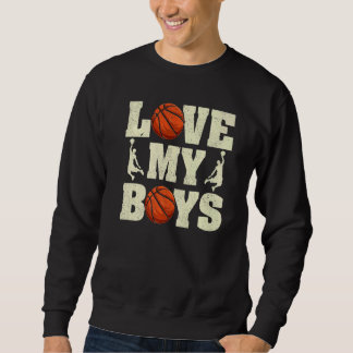 Sweatshirt Hommes J'Aime Mes Garçons Basketball Fête des père