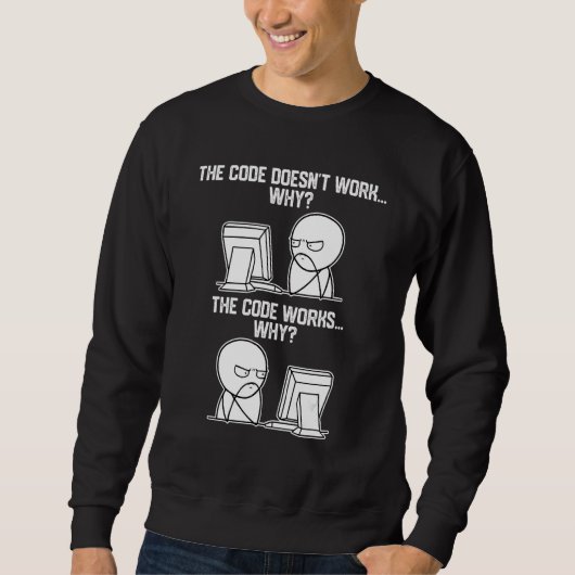 Sweatshirt Hommes Programmeurs Code Fonctionne Pourquoi Mèm (Devant)