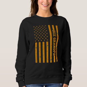 Sweatshirt Hommes Vintage Bee American Drapeau Bee Grand-père
