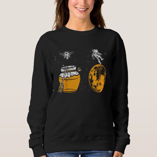 Sweatshirt Honey Astronaut Moon Honeymoon Bee Astronaut Coup (Devant)