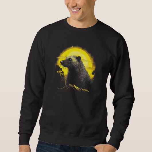 Sweatshirt Honey Badger With Full Moon in Background (Devant)