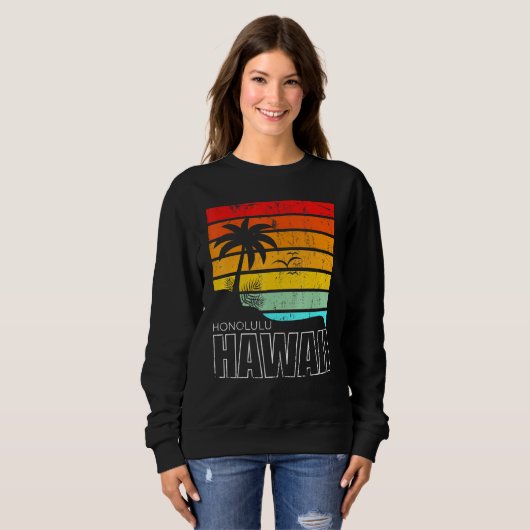 Sweatshirt Honolulu Hawaiian Sumer Vacation Aloha HI Beach Re (Devant entier)