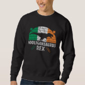 Sweatshirt Hooligan Dinosaur   St Patricks Day Irish Flag (Devant)