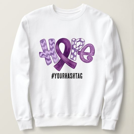 Sweatshirt Hope Awareness Ribbon Personalized Hashtag (Design devant)