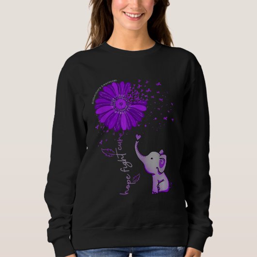 Sweatshirt Hope Fight Cure Alzheimer's Elephant & Flower (Devant)