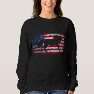 Sweatshirt Horse American Flag USA Patriotique pour filles Fe