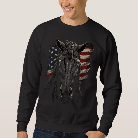 Sweatshirt Horse With USA Flag Horseback Riding Equestrian (Devant)