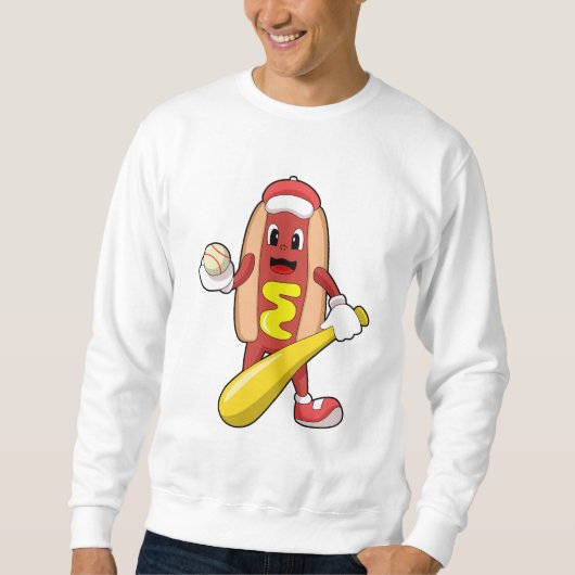 Sweatshirt Hot dog at baseball with baseball (Devant)