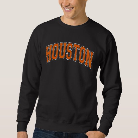 Sweatshirt Houston Texas TX Varsity Style Orange Font (Devant)