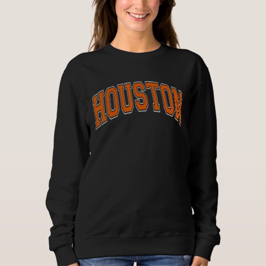 Sweatshirt Houston Texas TX Varsity Style Orange Font (Devant)