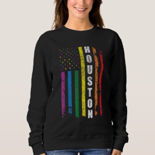 Sweatshirt Houston Texas Us Drapeau Américain Rainbow Gay Lgb