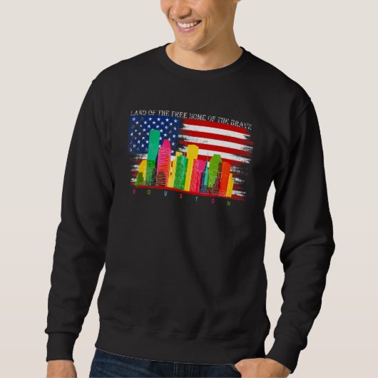 Sweatshirt Houston Texas Watercolor Skyline Home State Souven (Devant)