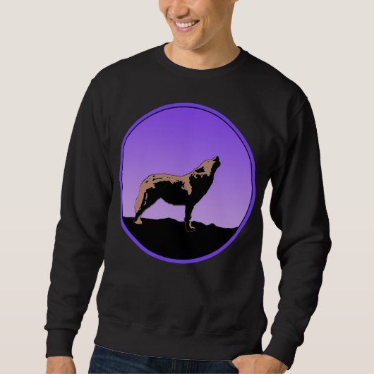 Sweatshirt Howling Wolf at Sunset - Art faunique original (Devant)