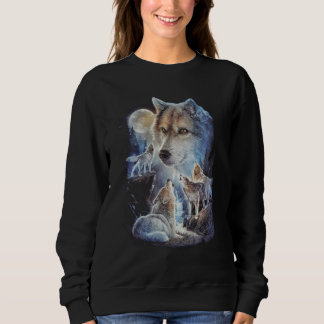 Sweatshirt Howling Wolf Mountain Moon Unisex