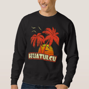 Sweatshirt Huatulcu Summer Palm Trees 80s Beach Sunset