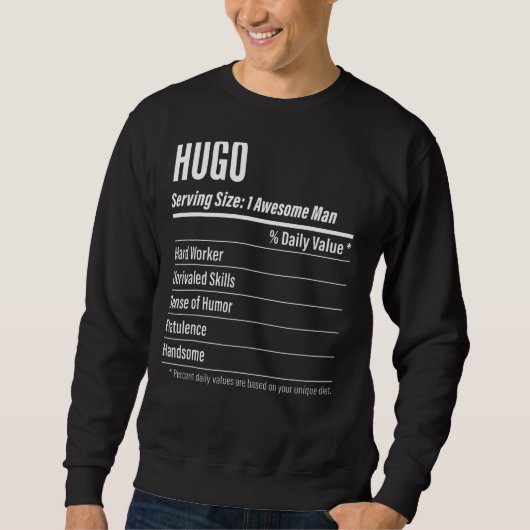Sweatshirt Hugo Taille du service Nutrition Étiquette Calorie (Devant)