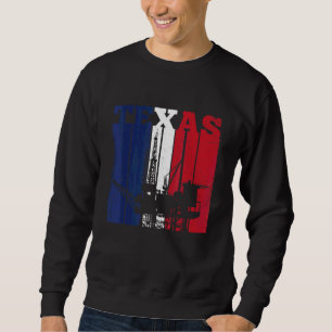 Sweatshirt Huile Rig Texas Us Drapeau Huilfield Travailleur F
