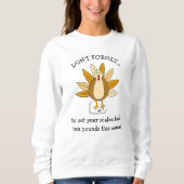 Sweatshirt Humour de Thanksgiving drôle Dinde sur balance (Devant)