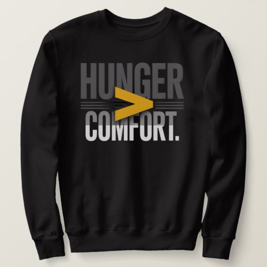 Sweatshirt HUNGER > COMFORT – Minimal Motivational Mindset (Design devant)