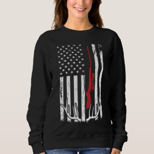 Sweatshirt Hunter American Flag USA Chasse Deer Cadeau