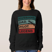 Sweatshirt Husband Dad Pilot Legend Aviation Aviator (Devant)