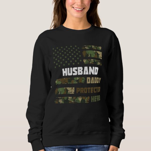 Sweatshirt Husband Daddy Protector Hero Father s Day Dad Amer (Devant)