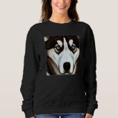 Sweatshirt Husky design dog imprint artwork face with Siberia (Devant)