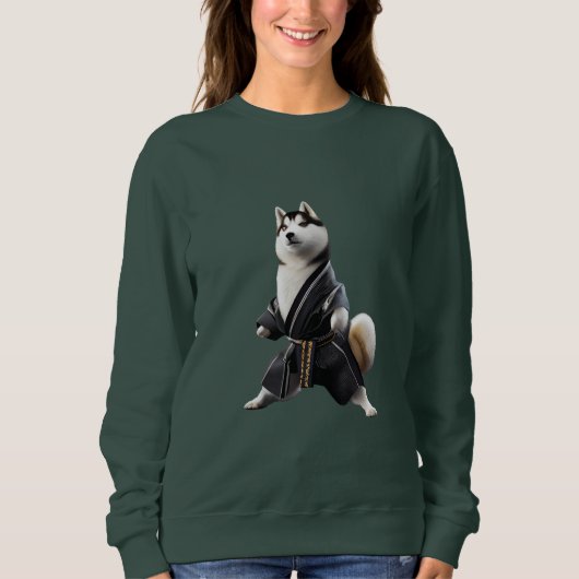Sweatshirt Husky Dog connaît Karate, Husky Dog Karate Player (Devant)