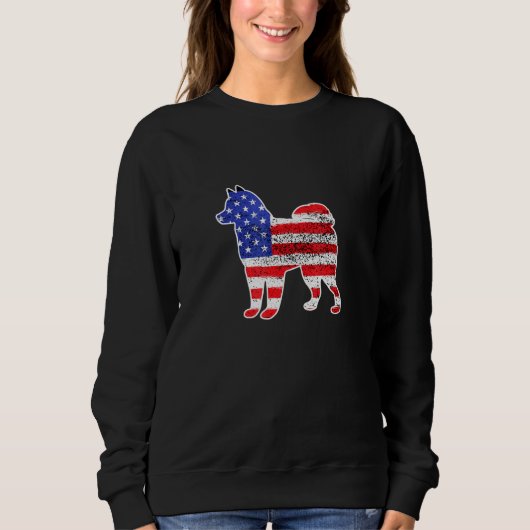 Sweatshirt Husky Drapeau Patriotique Husky Chien 4 Juil (Devant)