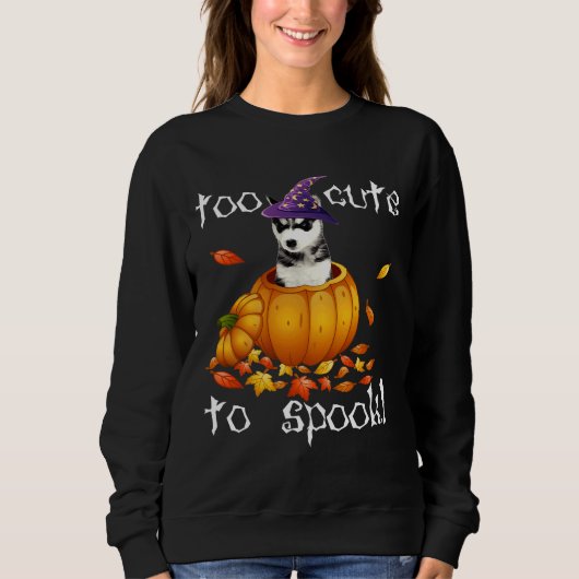 Sweatshirt Husky Sibérien Trop mignon Pour Parler Halloween C (Devant)