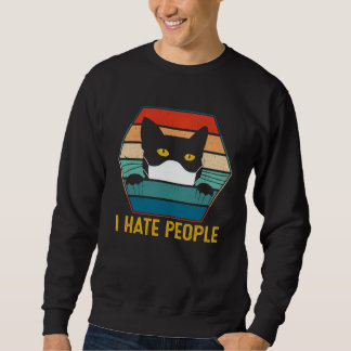 Sweatshirt I Hate People Black Cat Wearing Face Mask Quaranti