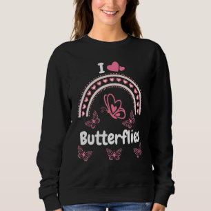 Sweatshirt I Heart Butterflies rose Papillons Citation Desig