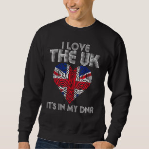 Sweatshirt I Heart Royaume-Uni C'Est Dans Mon Dna Uk Drapeau 