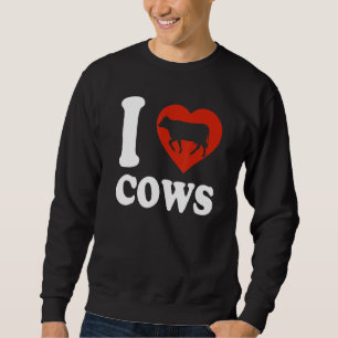 Sweatshirt I Heart Vaches I Lot Vaches mignonne Coeur Rouge V