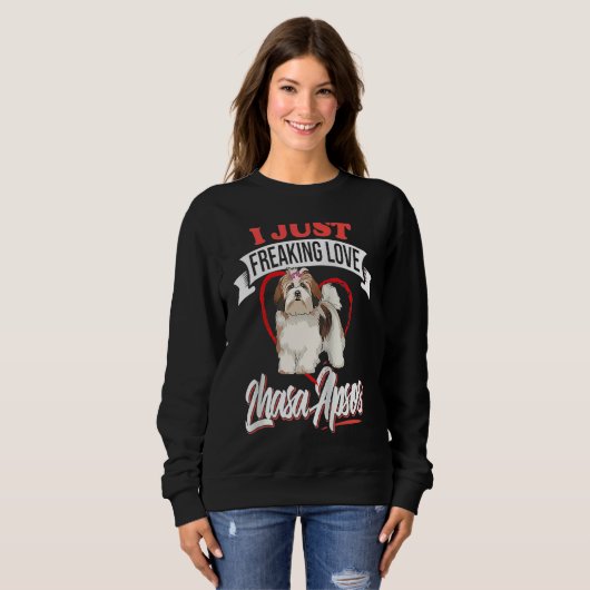 Sweatshirt I Just Freaking Love Lhasa Apsos Dog Raglan Baseba (Devant entier)