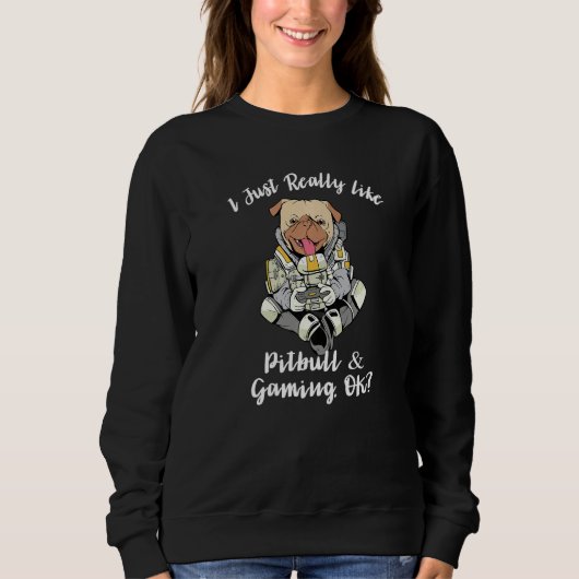 Sweatshirt I Just Really Like Pitbull & Gaming, OK Funny Pitb (Devant)