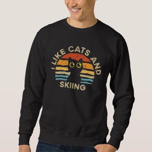 Sweatshirt I Like Cats And Skiing (Devant)