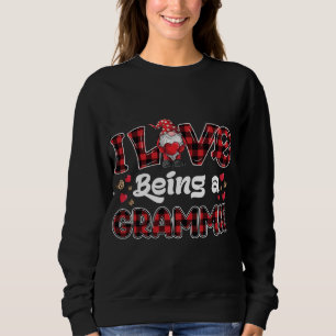 Sweatshirt I Love Being Grammie Red Plaid coeurs gnome Valent